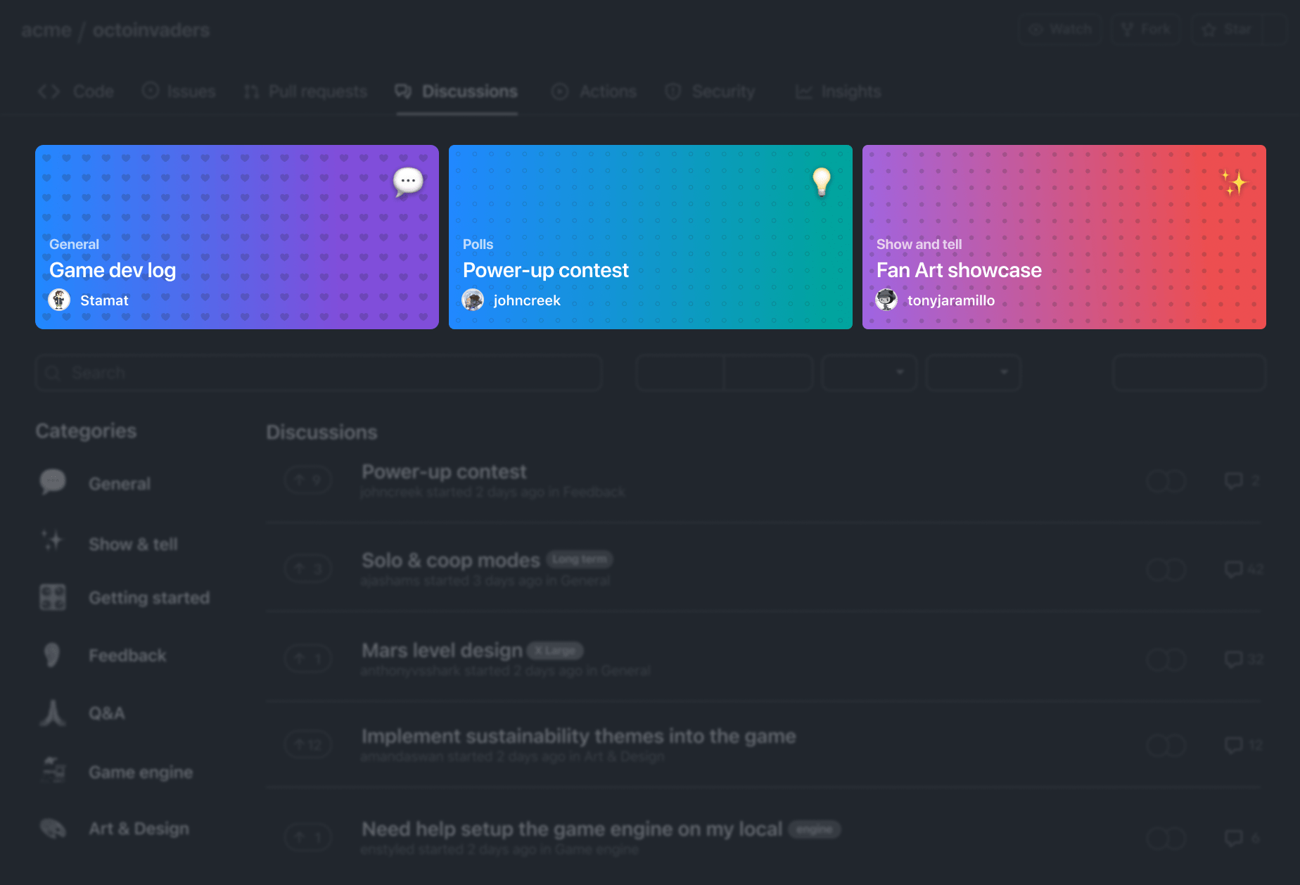 Pin discussions UI screenshot